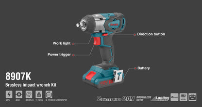 20V Brushless impact wrench kit 1/2 inch — Ronix tool view 10 | Authorized distributor KSA